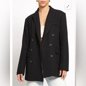 WOMEN’s BLACK SANS SOUCI DOUBLE BREASTED OVERSIZED BLAZER - Med